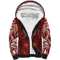 New Zealand Matariki Pohutukawa Sherpa Hoodie Maori Moko Red Galaxy