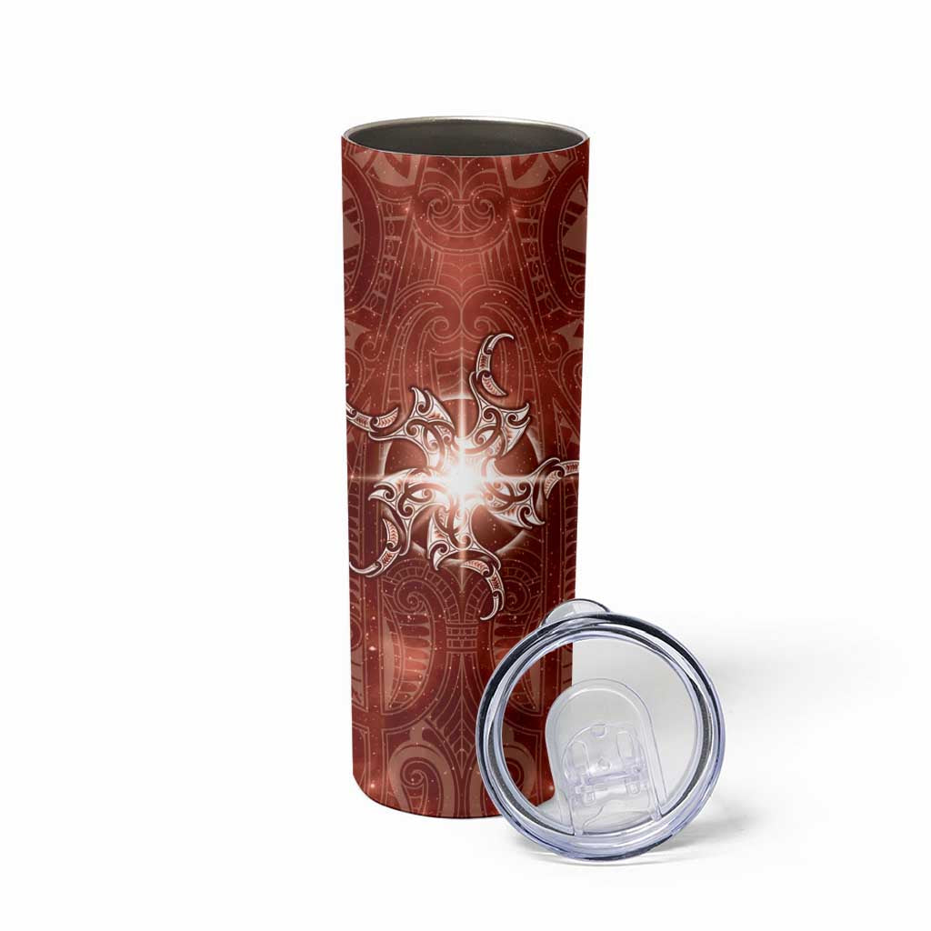 New Zealand Matariki Pohutukawa Skinny Tumbler Maori Moko Red Galaxy
