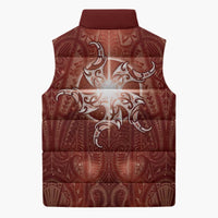 New Zealand Matariki Pohutukawa Sleeveless Puffer Jacket Maori Moko Red Galaxy