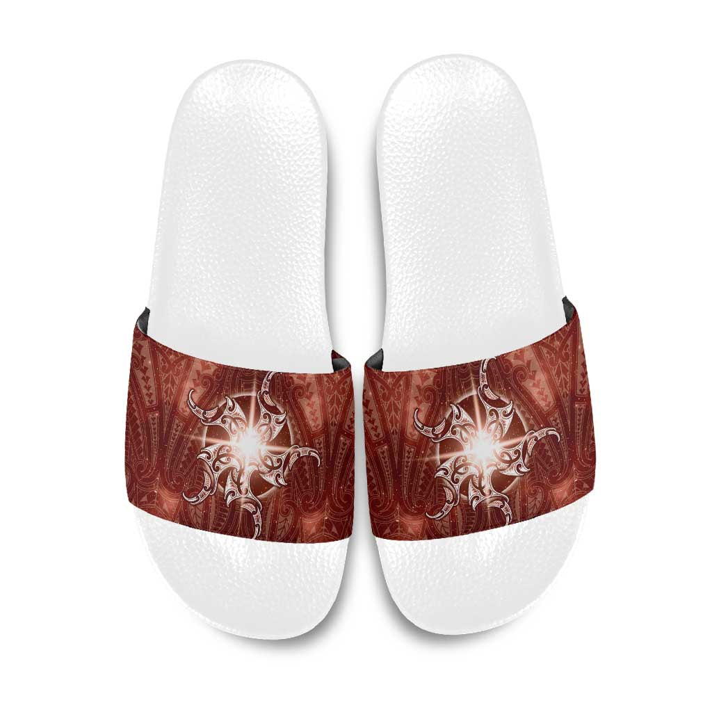 New Zealand Matariki Pohutukawa Slide Sandals Maori Moko Red Galaxy