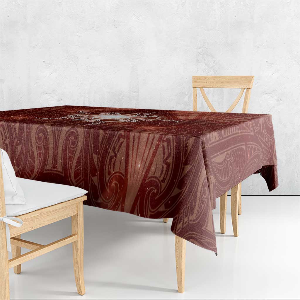 New Zealand Matariki Pohutukawa Tablecloth Maori Moko Red Galaxy