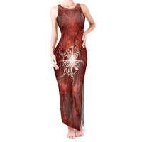 New Zealand Matariki Pohutukawa Tank Maxi Dress Maori Moko Red Galaxy