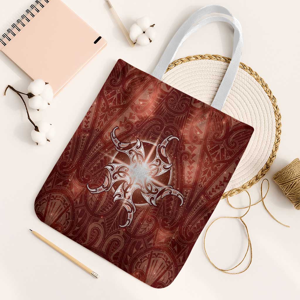 New Zealand Matariki Pohutukawa Tote Bag Maori Moko Red Galaxy LT05 White Strap One Size Red - Polynesian Pride
