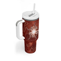 New Zealand Matariki Pohutukawa Tumbler With Handle Maori Moko Red Galaxy