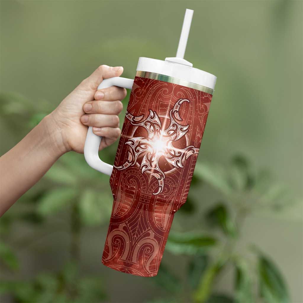 New Zealand Matariki Pohutukawa Tumbler With Handle Maori Moko Red Galaxy