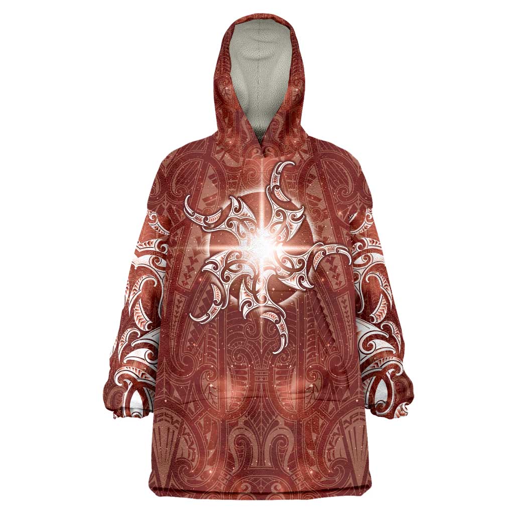 New Zealand Matariki Pohutukawa Wearable Blanket Hoodie Maori Moko Red Galaxy