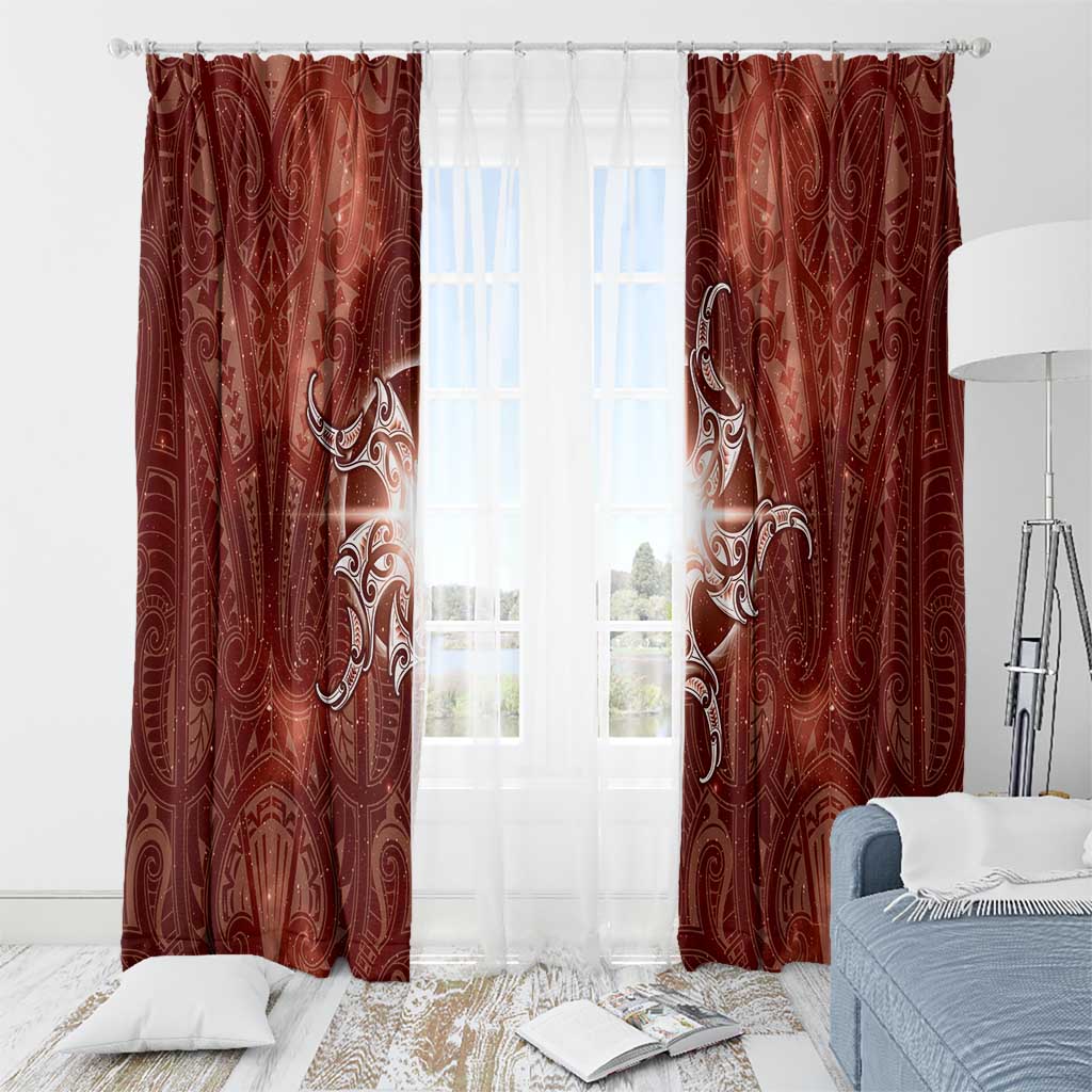 New Zealand Matariki Pohutukawa Window Curtain Maori Moko Red Galaxy