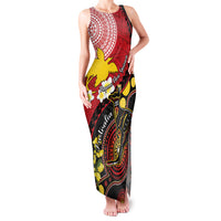 Papua New Guinea And Australia Aboriginal Family Matching Tank Maxi Dress and Hawaiian Shirt Bird Of Paradise And Kangaroo Together