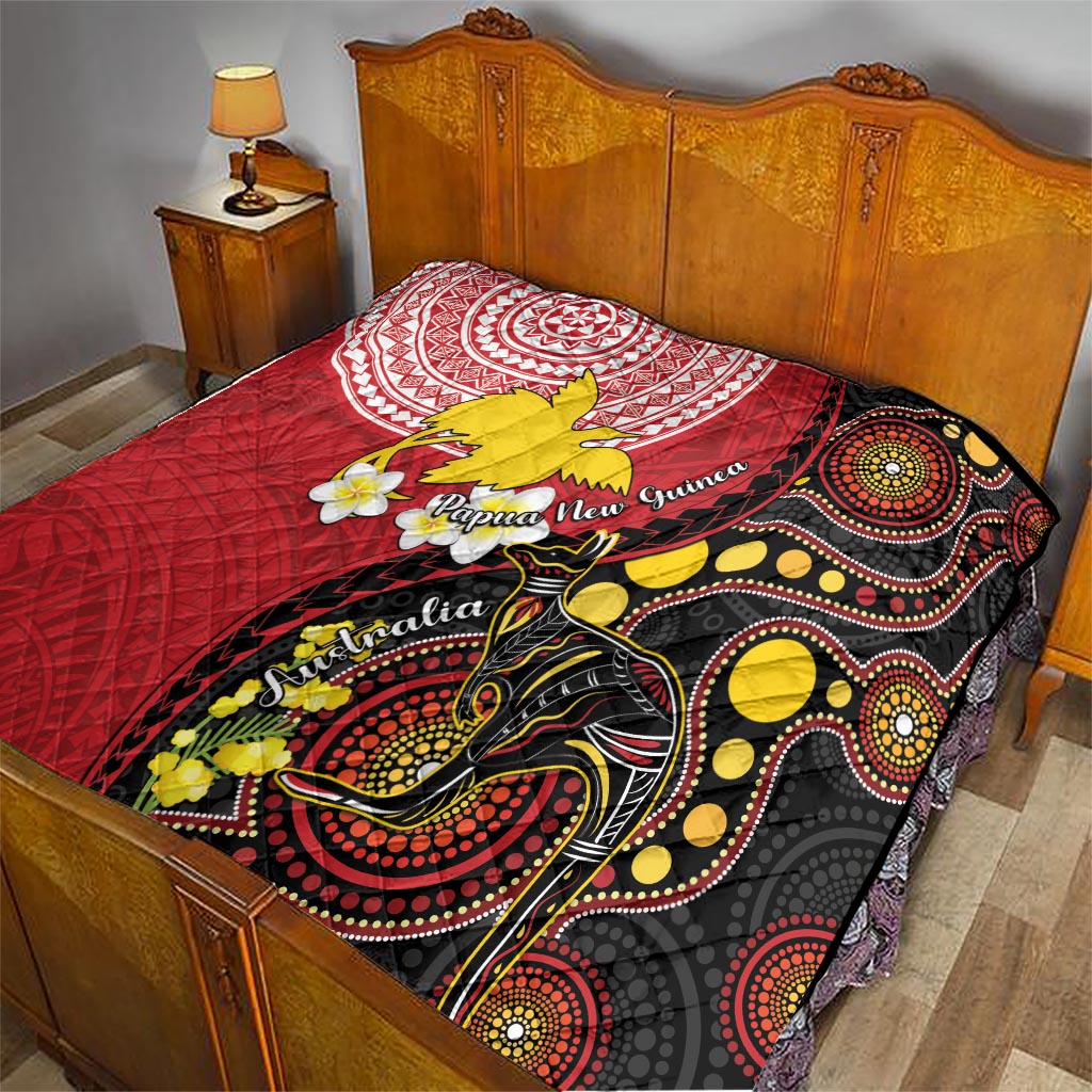 Papua New Guinea And Australia Aboriginal Quilt Bird Of Paradise And Kangaroo Together LT05 - Polynesian Pride