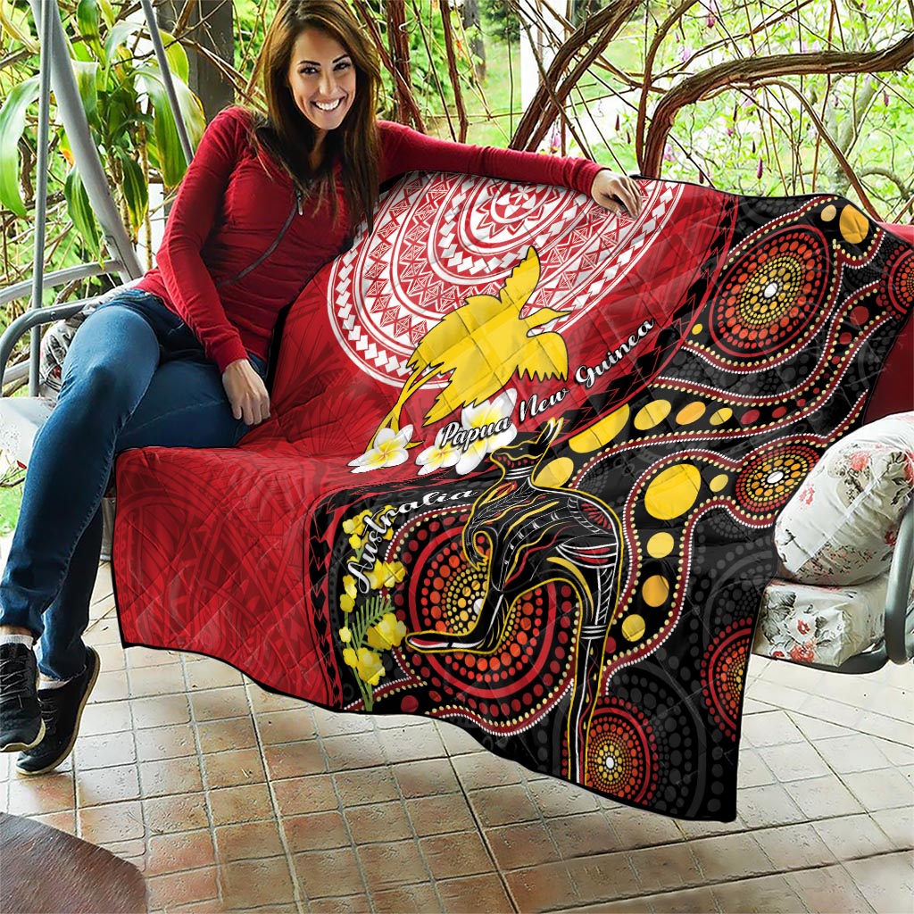 Papua New Guinea And Australia Aboriginal Quilt Bird Of Paradise And Kangaroo Together LT05 - Polynesian Pride