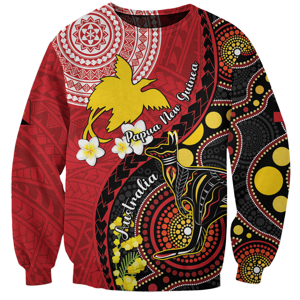 Papua New Guinea And Australia Aboriginal Sweatshirt Bird Of Paradise And Kangaroo Together