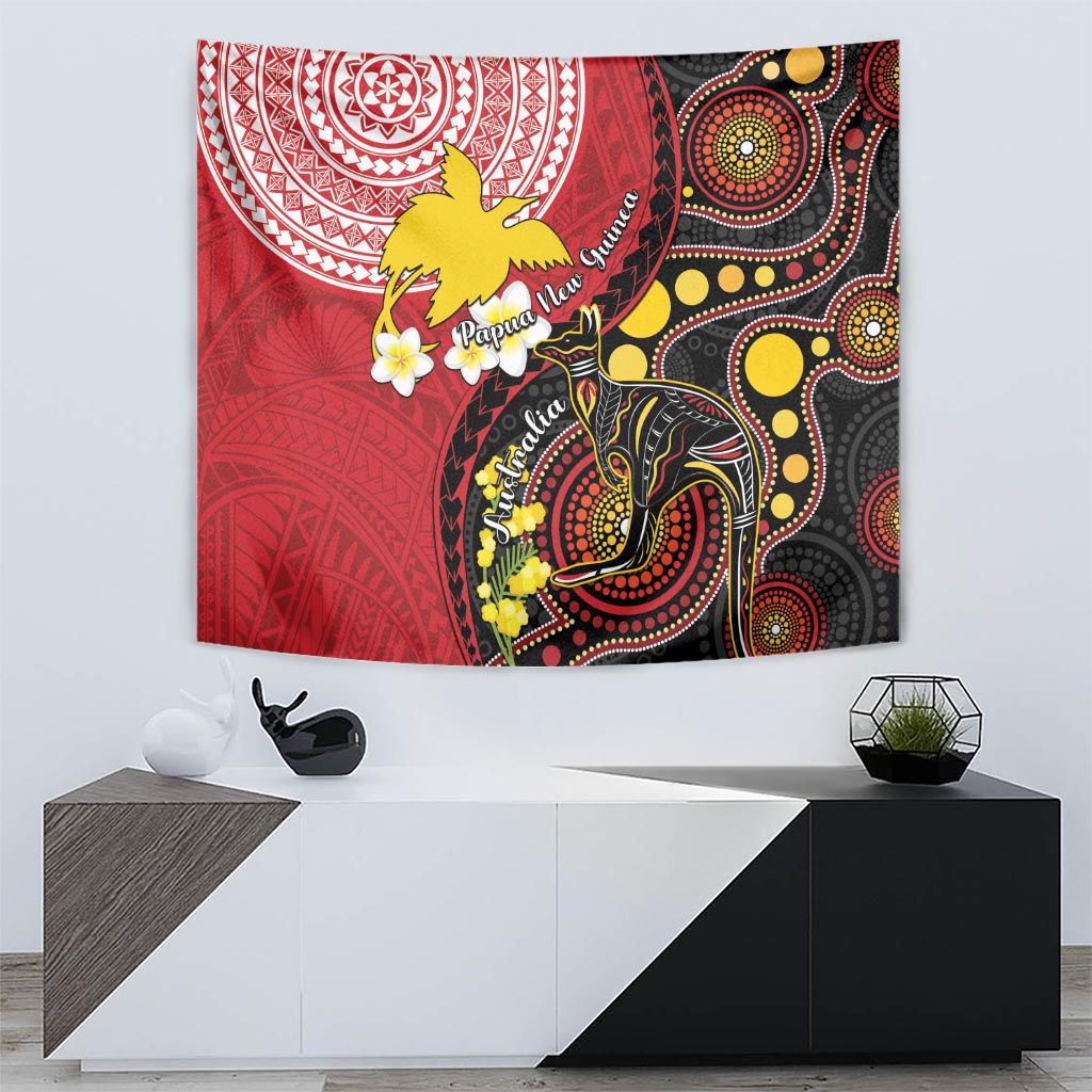 Papua New Guinea And Australia Aboriginal Tapestry Bird Of Paradise And Kangaroo Together LT05 - Polynesian Pride