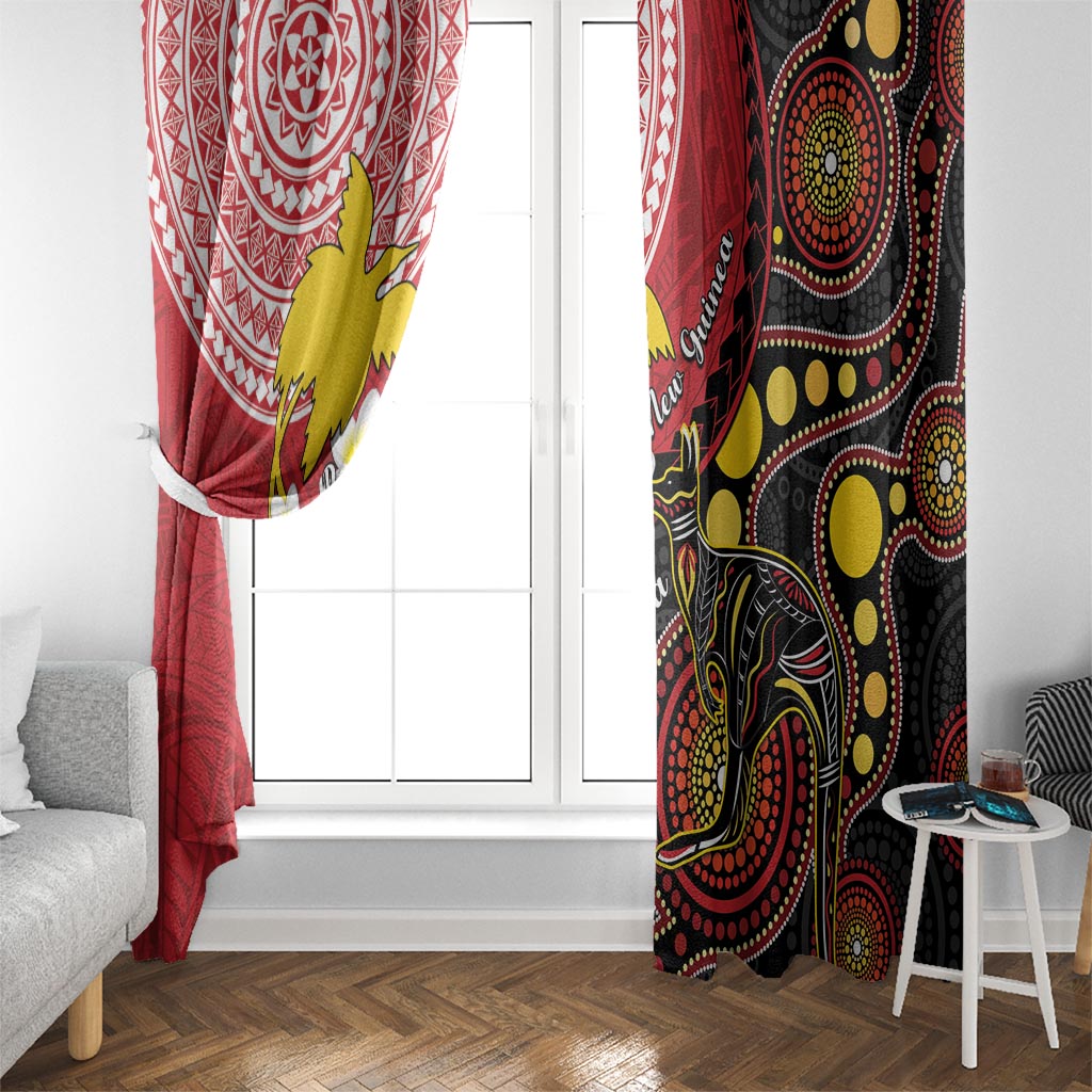 Papua New Guinea And Australia Aboriginal Window Curtain Bird Of Paradise And Kangaroo Together