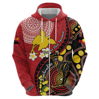 Papua New Guinea And Australia Aboriginal Zip Hoodie Bird Of Paradise And Kangaroo Together