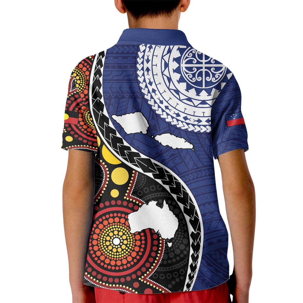 Samoa And Australia Together Kid Polo Shirt Aboriginal Mix Polynesian