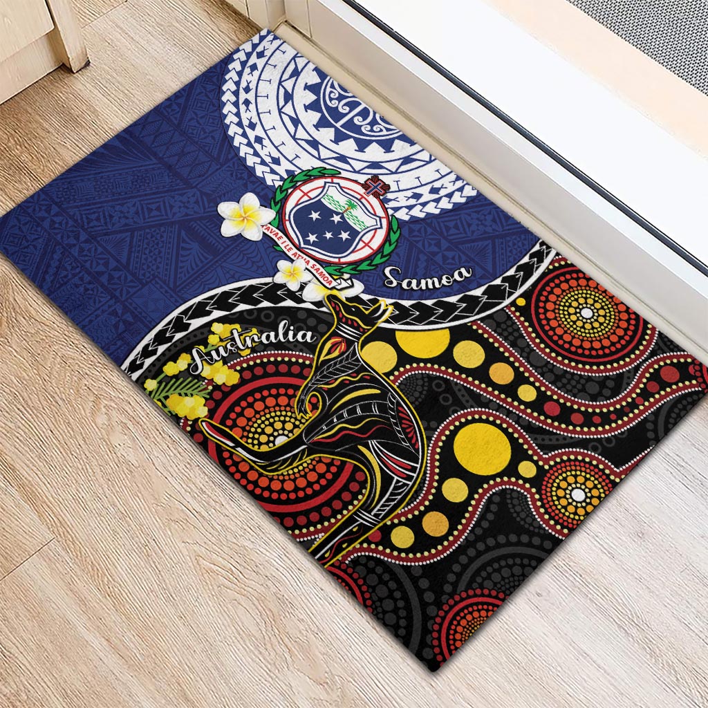 Samoa And Australia Together Rubber Doormat Aboriginal Mix Polynesian
