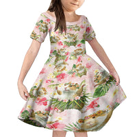 Hawaii Guinea Hula Pig Family Matching Long Sleeve Bodycon Dress and Hawaiian Shirt Funny Tropical Style LT05 Daughter's Dress Pink - Polynesian Pride