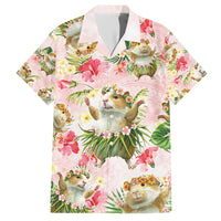 Hawaii Guinea Hula Pig Family Matching Long Sleeve Bodycon Dress and Hawaiian Shirt Funny Tropical Style LT05 Dad's Shirt - Short Sleeve Pink - Polynesian Pride