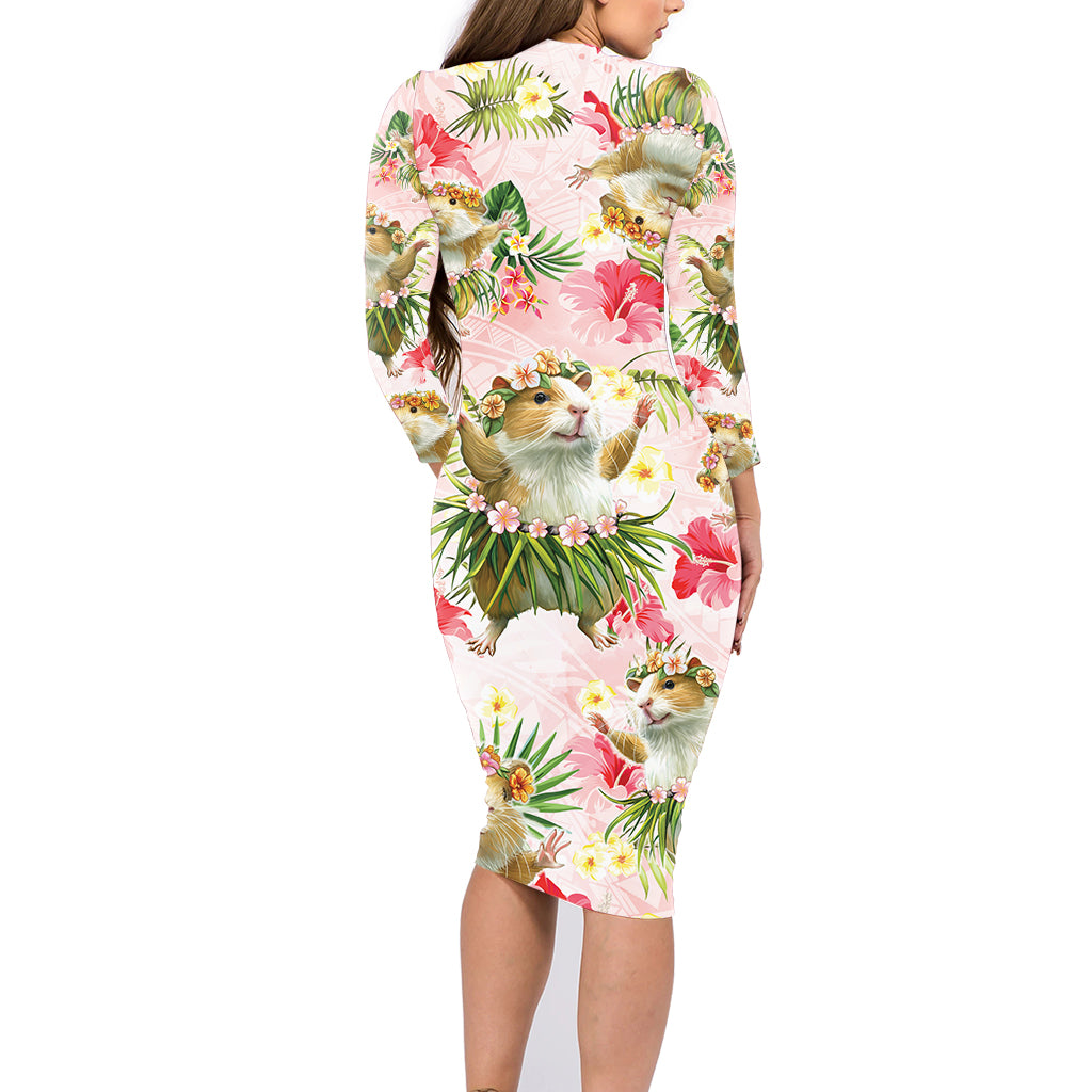 Hawaii Guinea Hula Pig Family Matching Long Sleeve Bodycon Dress and Hawaiian Shirt Funny Tropical Style LT05 - Polynesian Pride