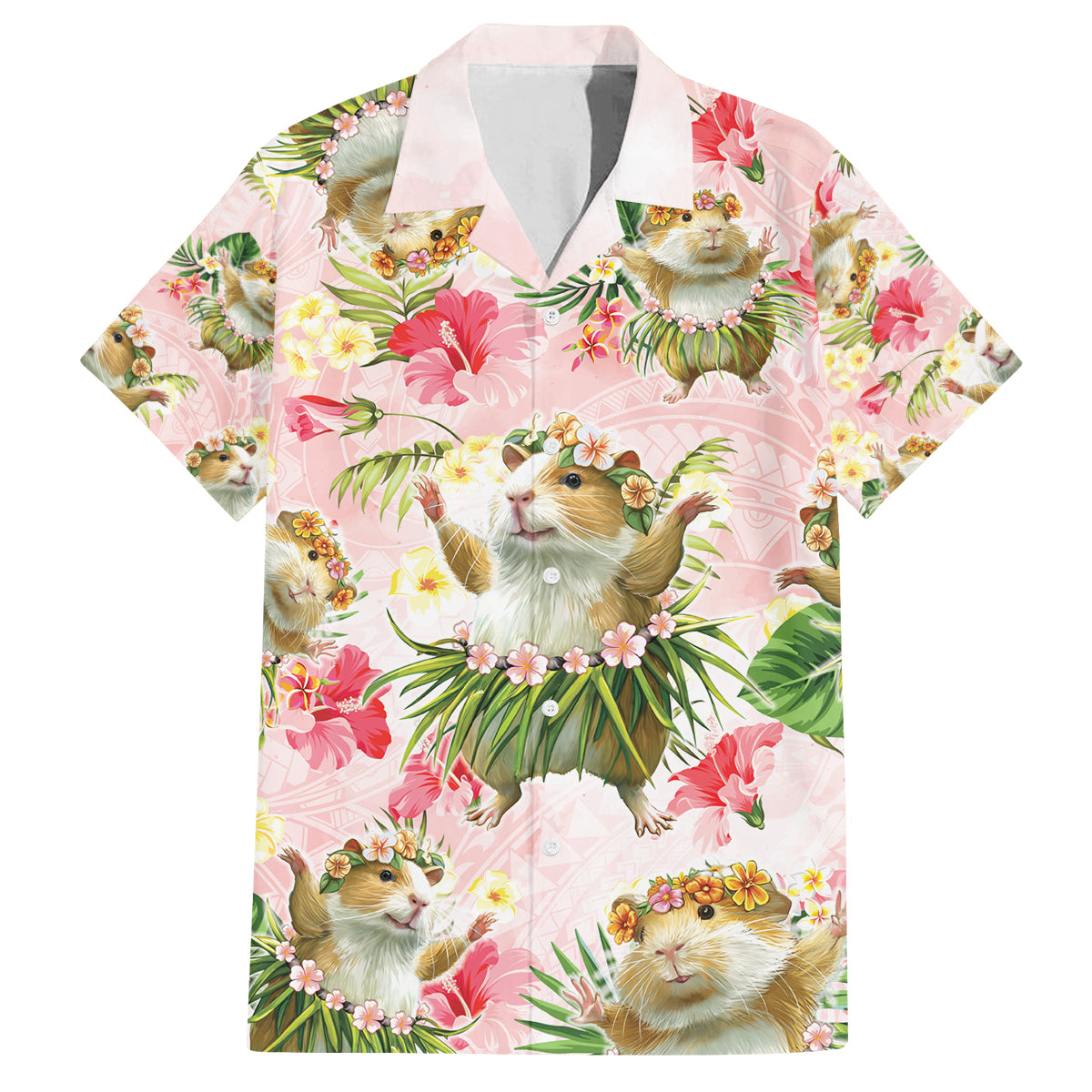Hawaii Guinea Hula Pig Family Matching Off The Shoulder Long Sleeve Dress and Hawaiian Shirt Funny Tropical Style