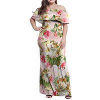 Hawaii Guinea Hula Pig Family Matching Off Shoulder Maxi Dress and Hawaiian Shirt Funny Tropical Style