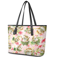 Hawaii Guinea Hula Pig Leather Tote Bag Funny Tropical Style