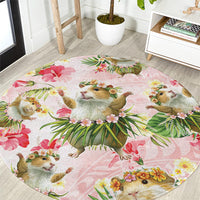 Hawaii Guinea Hula Pig Round Carpet Funny Tropical Style LT05 Pink - Polynesian Pride