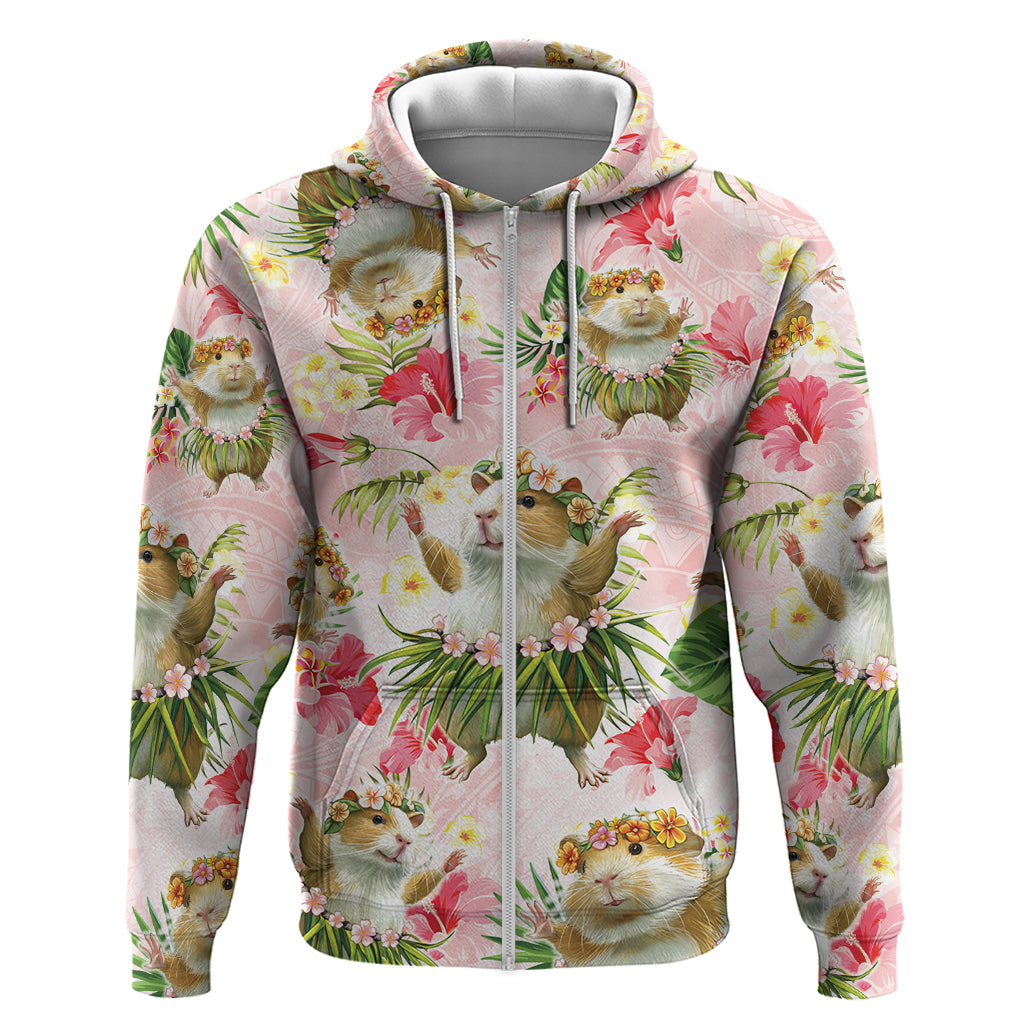 Hawaii Guinea Hula Pig Zip Hoodie Funny Tropical Style