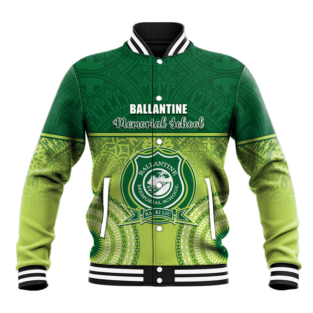 Personalised Ballantine Memorial School Baseball Jacket With Fijian Tapa Pattern