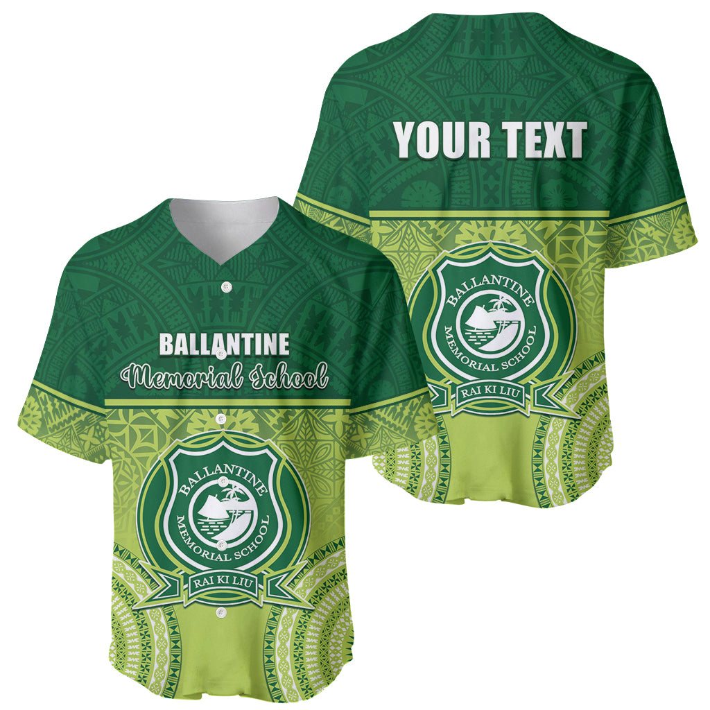 Personalised Ballantine Memorial School Baseball Jersey With Fijian Tapa Pattern