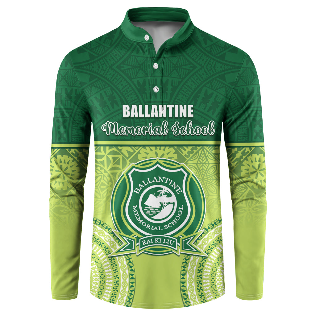 Personalised Ballantine Memorial School Button Sweatshirt With Fijian Tapa Pattern