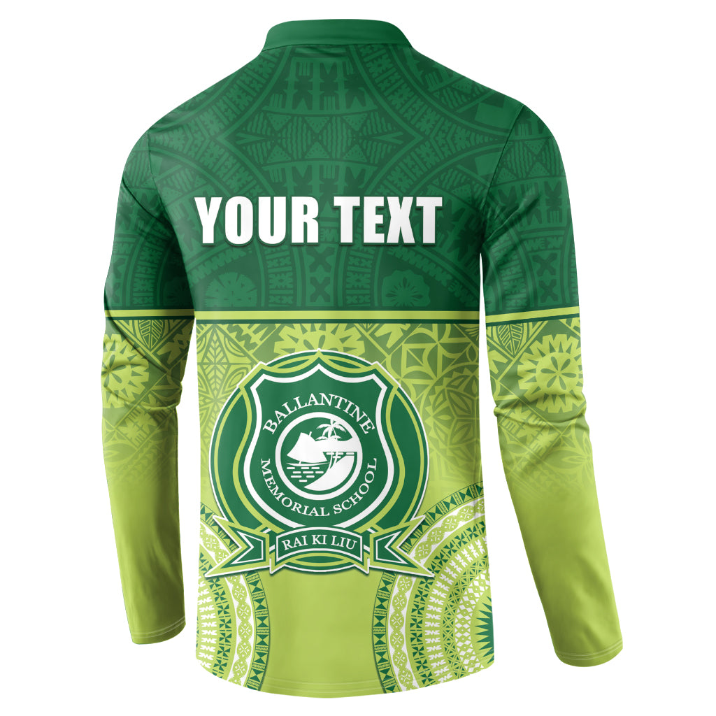 Personalised Ballantine Memorial School Button Sweatshirt With Fijian Tapa Pattern