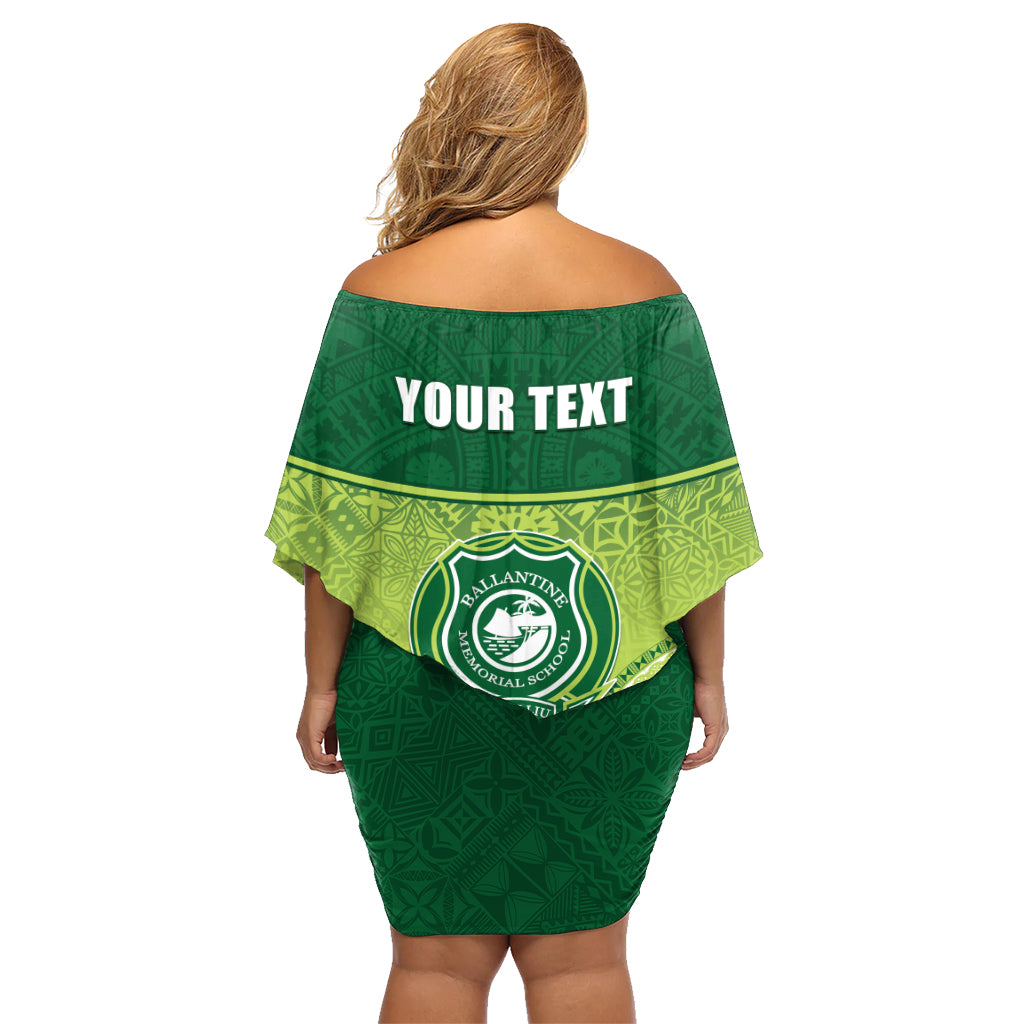 Personalised Ballantine Memorial School Family Matching Off Shoulder Short Dress and Hawaiian Shirt With Fijian Tapa Pattern