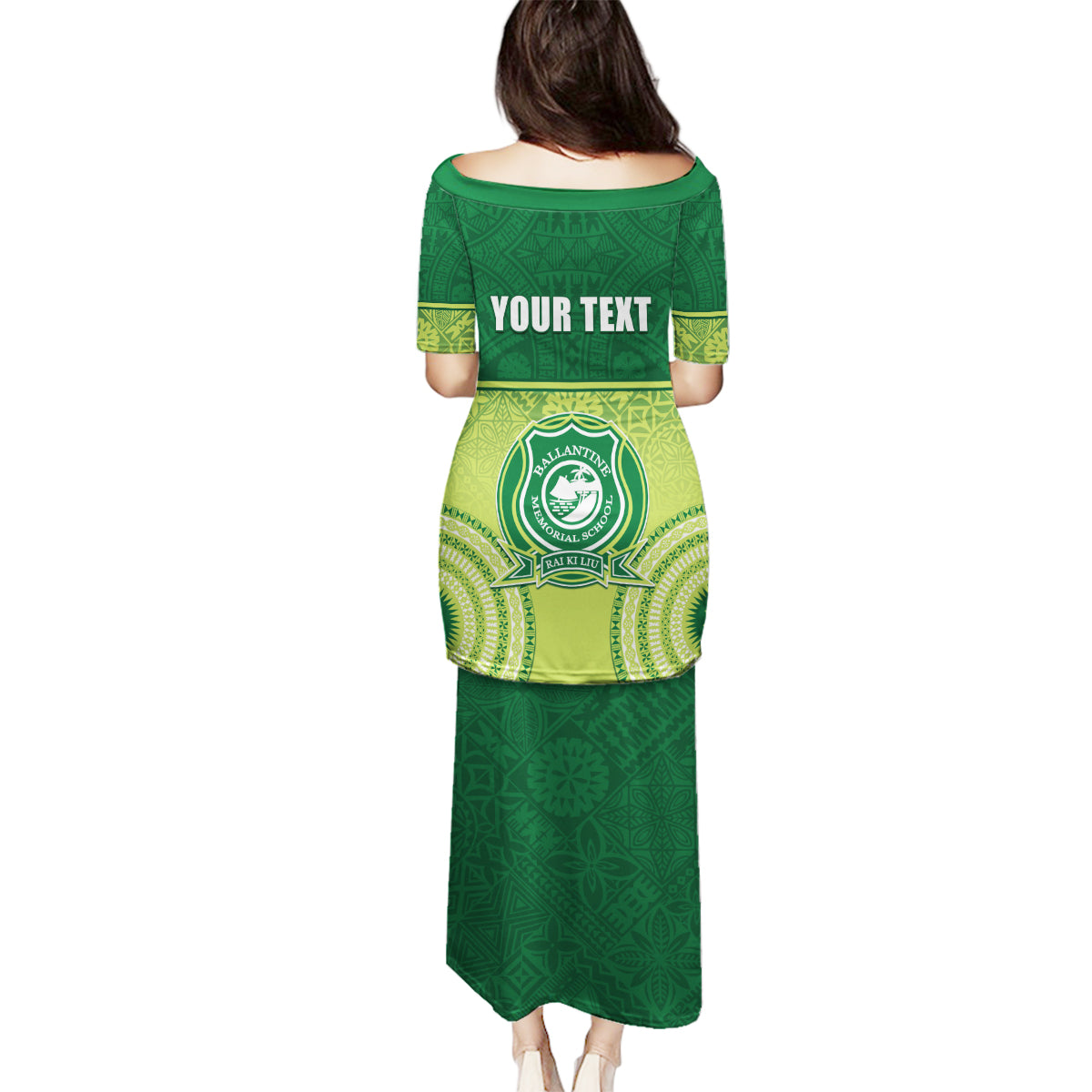 Personalised Ballantine Memorial School Family Matching Puletasi and Hawaiian Shirt With Fijian Tapa Pattern