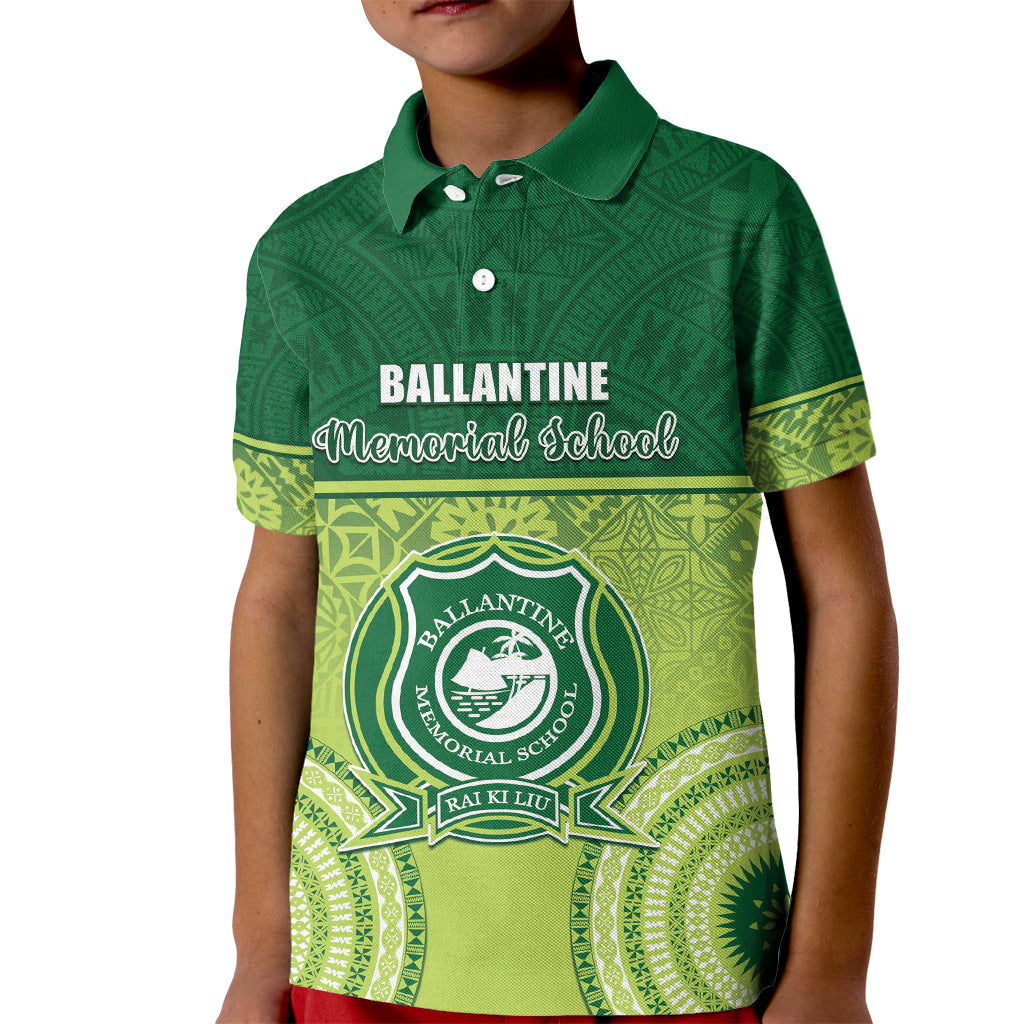 Personalised Ballantine Memorial School Kid Polo Shirt With Fijian Tapa Pattern