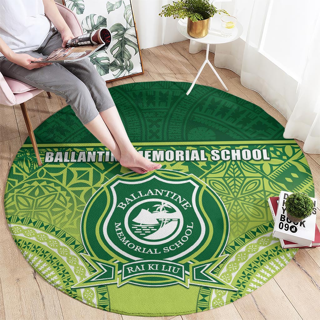 Ballantine Memorial School Round Carpet With Fijian Tapa Pattern