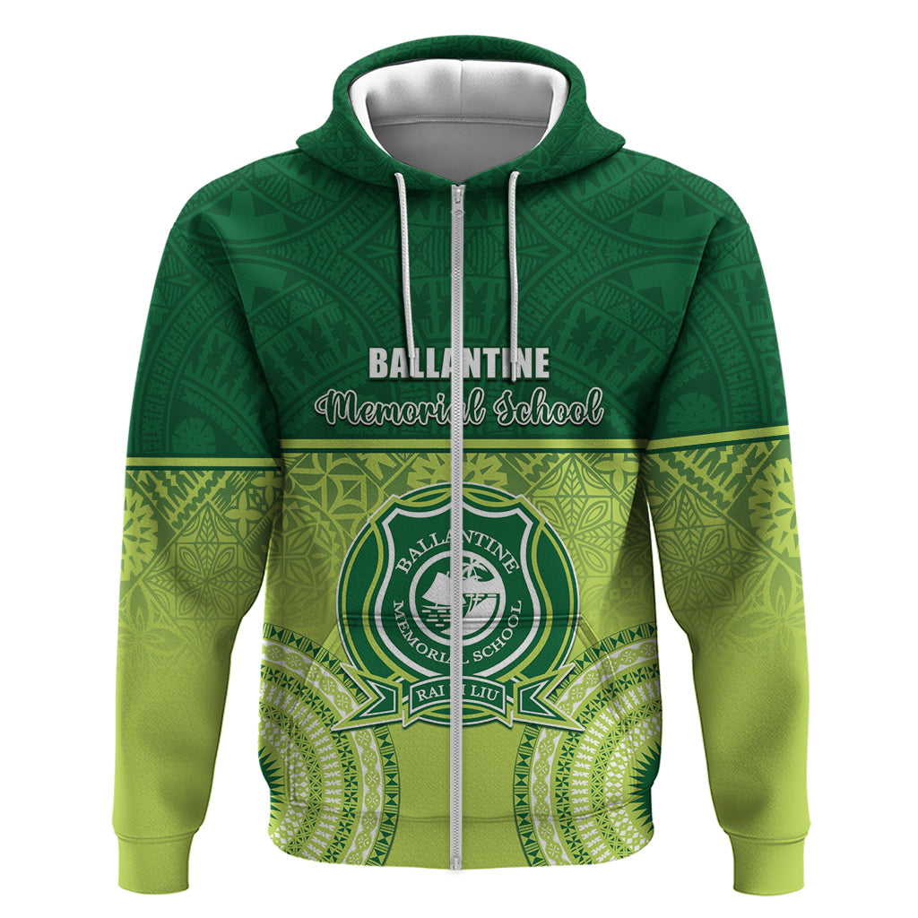 Personalised Ballantine Memorial School Zip Hoodie With Fijian Tapa Pattern