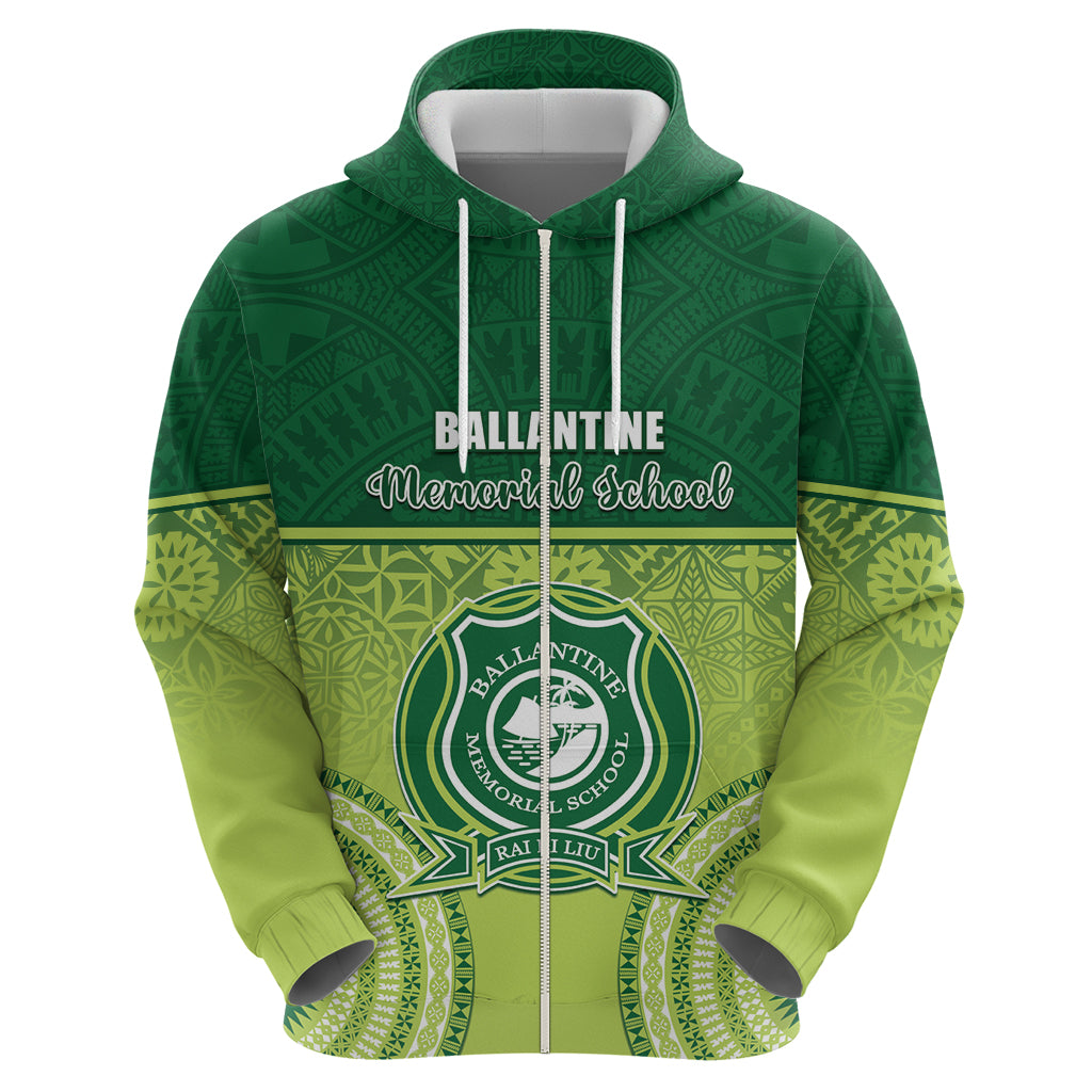 Personalised Ballantine Memorial School Zip Hoodie With Fijian Tapa Pattern