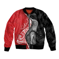 New Zealand Aotearoa Bomber Jacket Kiwi Fern Maori Pattern Red Version