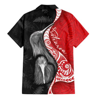 New Zealand Aotearoa Family Matching Mermaid Dress and Hawaiian Shirt Kiwi Fern Maori Pattern Red Version