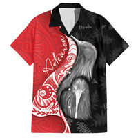New Zealand Aotearoa Family Matching Off Shoulder Maxi Dress and Hawaiian Shirt Kiwi Fern Maori Pattern Red Version