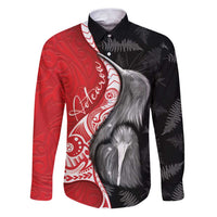 New Zealand Aotearoa Family Matching Puletasi and Hawaiian Shirt Kiwi Fern Maori Pattern Red Version