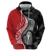 New Zealand Aotearoa Hoodie Kiwi Fern Maori Pattern Red Version