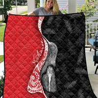 New Zealand Aotearoa Quilt Kiwi Fern Maori Pattern Red Version