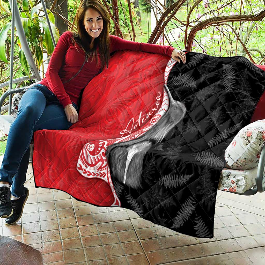 New Zealand Aotearoa Quilt Kiwi Fern Maori Pattern Red Version
