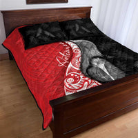 New Zealand Aotearoa Quilt Bed Set Kiwi Fern Maori Pattern Red Version