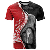 New Zealand Aotearoa T Shirt Kiwi Fern Maori Pattern Red Version