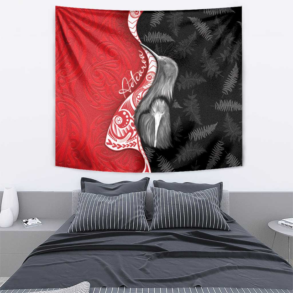New Zealand Aotearoa Tapestry Kiwi Fern Maori Pattern Red Version