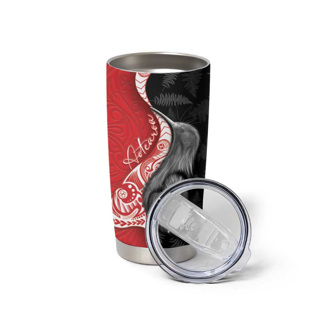 New Zealand Aotearoa Tumbler Cup Kiwi Fern Maori Pattern Red Version