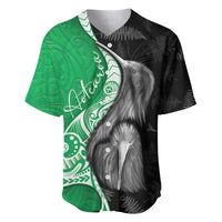 New Zealand Aotearoa Baseball Jersey Kiwi Fern Maori Pattern Green Version LT05 Green - Polynesian Pride
